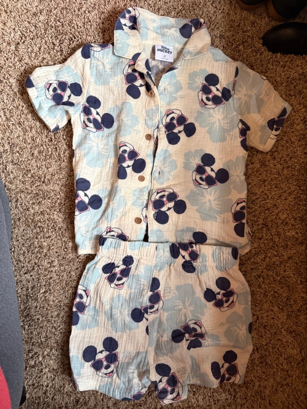 Disney Blue and Navy Mickey Mouse Kids Two-Piece Pajama Set